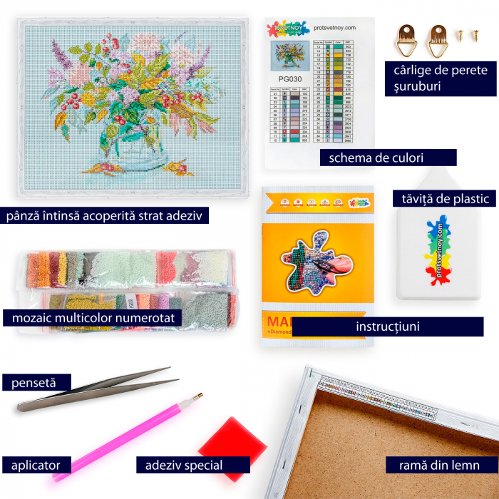 Set goblen cu diamante, cu sasiu, Buchet de toamna [3]