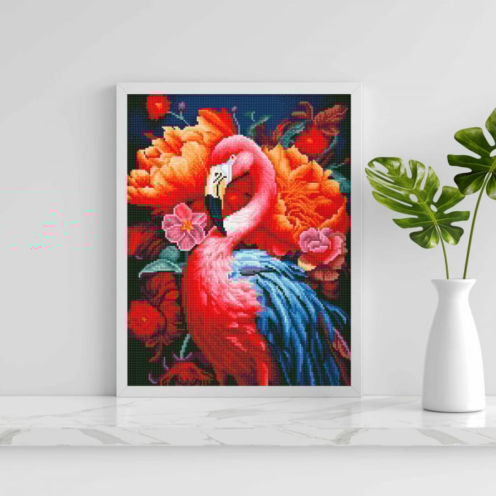 Set goblen cu diamante, cu sasiu, Flamingo, 40x50 cm [4]
