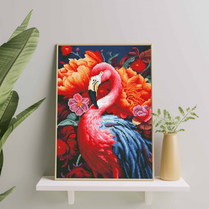 Set goblen cu diamante, cu sasiu, Flamingo, 40x50 cm [3]