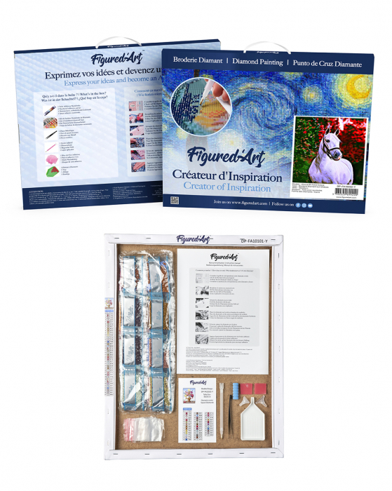 Set goblen cu diamante, cu sasiu, Cal in culori, 40x50 cm [8]