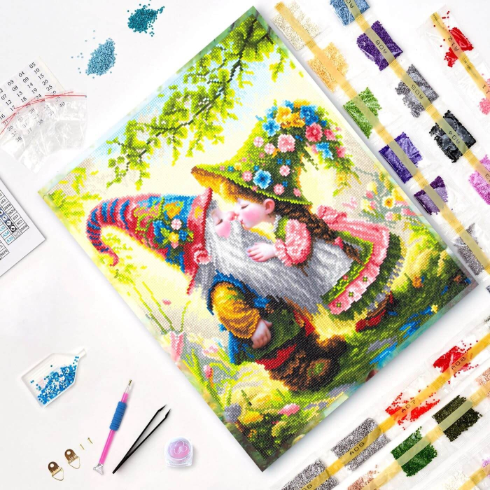 Set goblen cu diamante, cu sasiu, Poveste in doi, 40x50 cm [3]