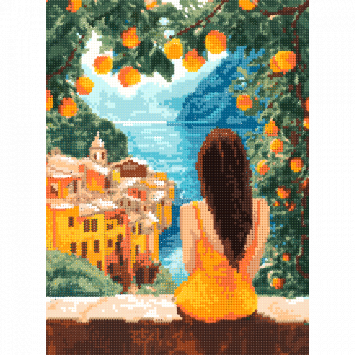 Set goblen cu diamante, cu sasiu, Peisaj de vacanta, 30x40 cm [2]