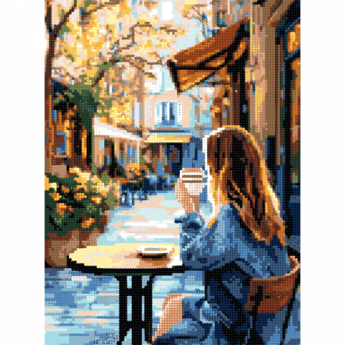 Set goblen cu diamante, cu sasiu, Cafenea de vara, 30x40 cm [2]