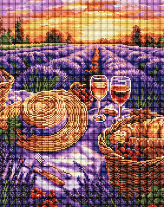 Set goblen cu diamante, cu sasiu, Orizont violet, 40x50 cm [1]