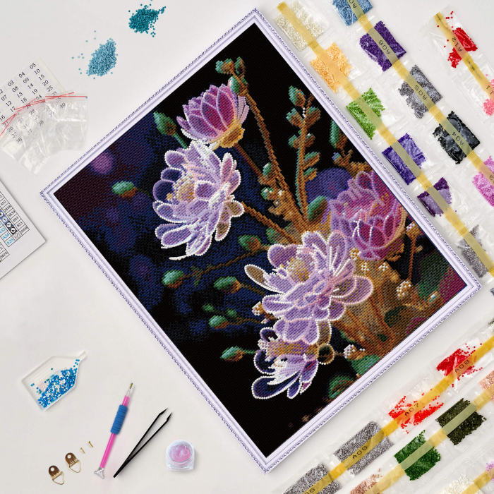 Set goblen cu diamante, cu sasiu, Trezire, 40x50 cm [3]