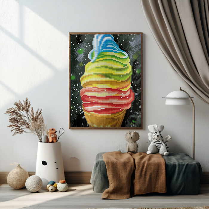 Set goblen cu diamante, cu sasiu, Inghetata, 20x30 cm [4]