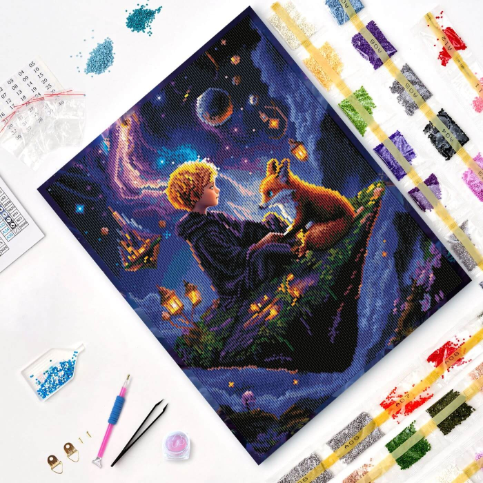 Set goblen cu diamante, cu sasiu, Calatorie spre stele, 40x50 cm [3]