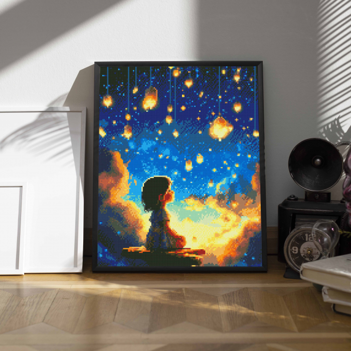 Set goblen cu diamante, cu sasiu, Vis de copil, 40x50 cm [4]