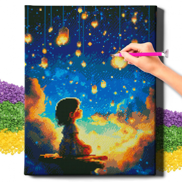 Set goblen cu diamante, cu sasiu, Vis de copil, 40x50 cm [2]