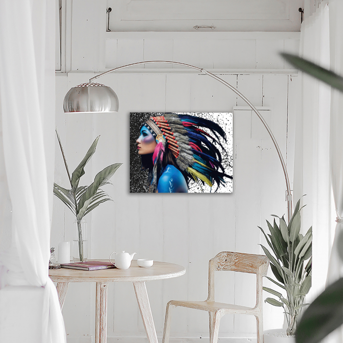 Goblen cu Diamante, cu sasiu, Fata Shaman, 50x60 cm [4]