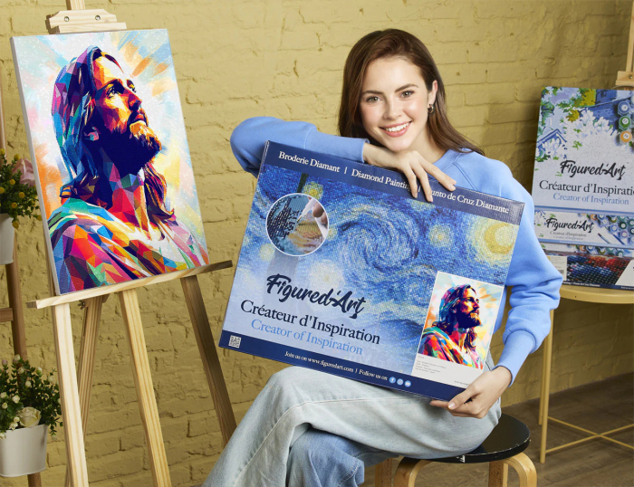 Set goblen cu diamante, cu sasiu, Gloria Domnului, 40x50 cm [4]
