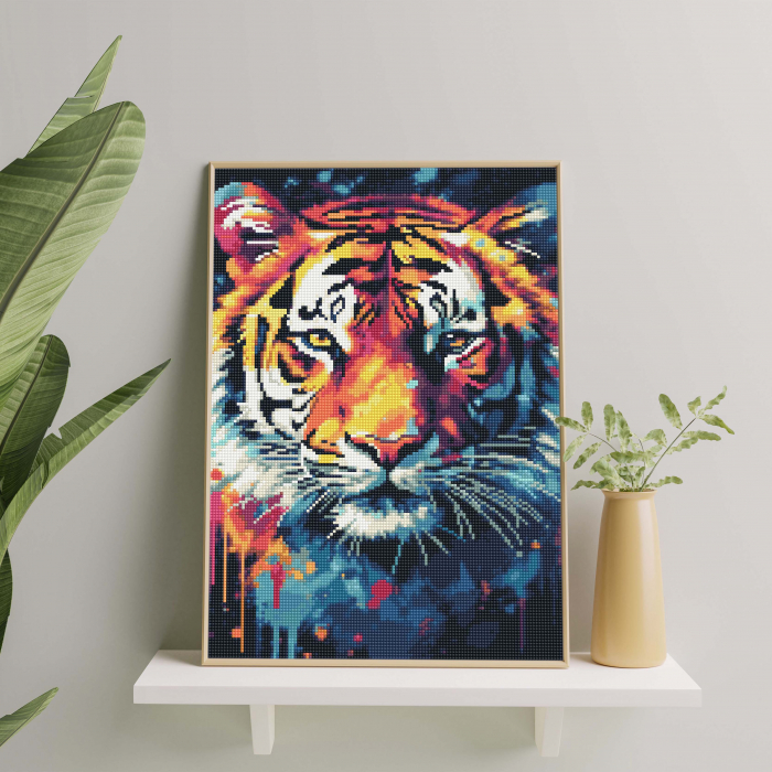 Set goblen cu diamante, cu sasiu, Tigru, 40x50 cm [4]