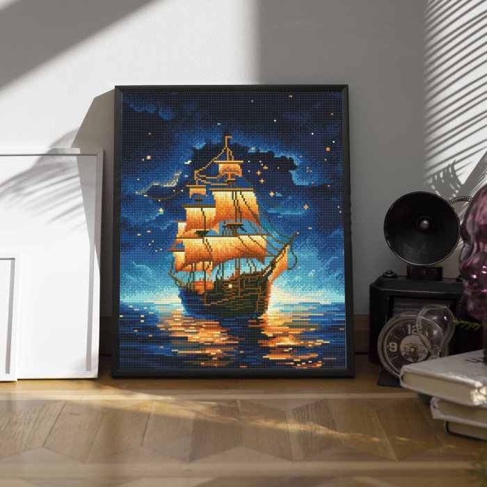 Set goblen cu diamante, cu sasiu, Vapor nocturn, 40x50 cm [3]