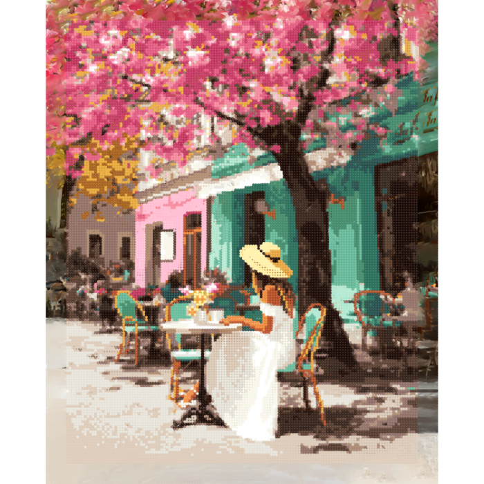 Set goblen cu diamante, cu sasiu, Zi cu flori, 40x50 cm [2]