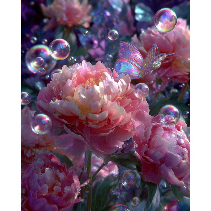 Set goblen cu diamante, cu sasiu, Bujori, 40x50 cm [1]