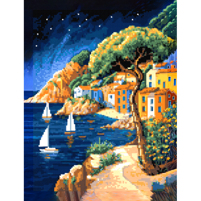 Set goblen cu diamante, cu sasiu, Laguna albastra, 30x40 cm [2]