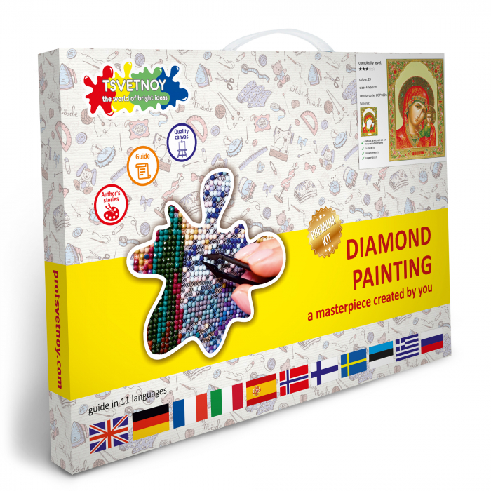 Set goblen cu diamante, cu sasiu, Icoana Maica Domnului din Kazan, 40x50 [7]