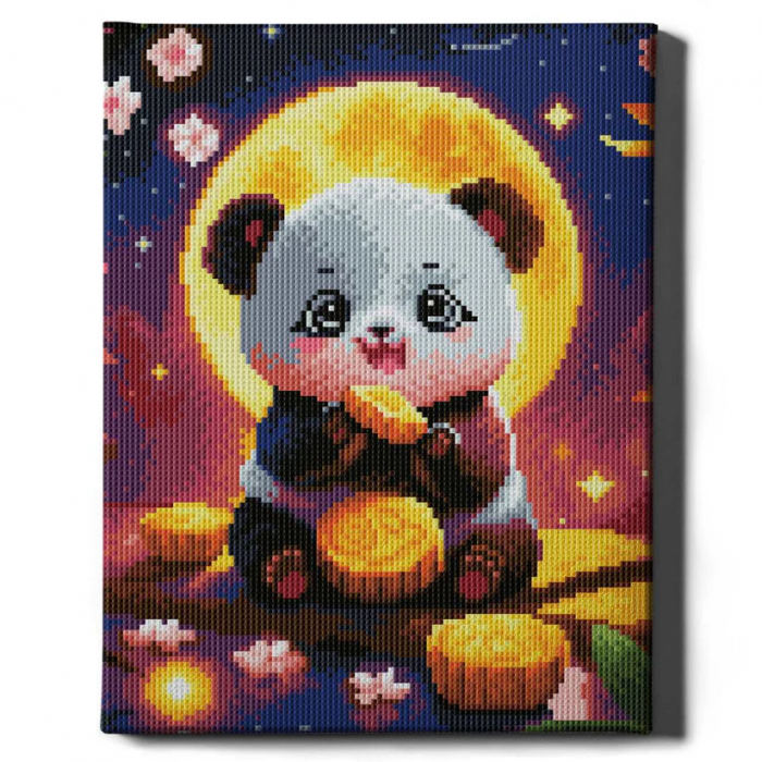 Set goblen cu diamante, cu sasiu, Bebe panda, 30x40 cm [1]