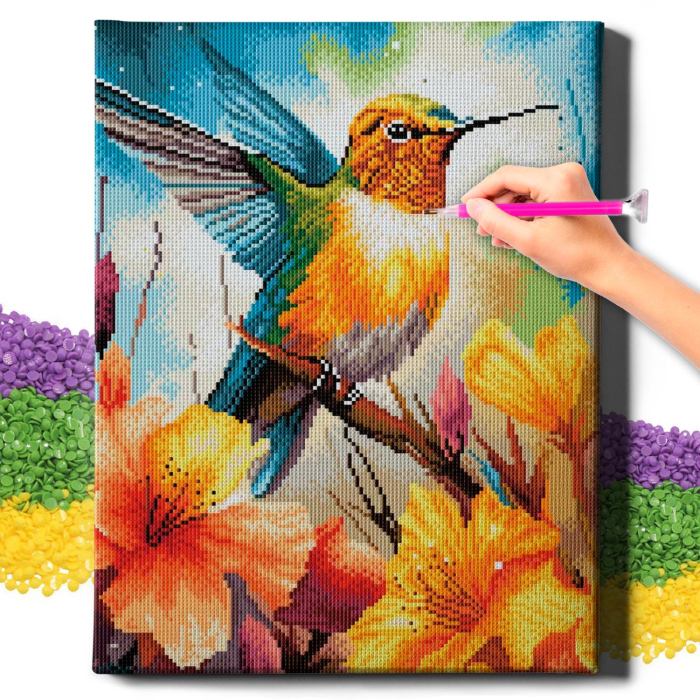 Set goblen cu diamante , cu sasiu, Colibri, 40x50 cm [2]