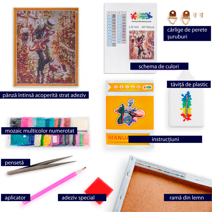 Set goblen cu diamante, cu sasiu, Blues de toamna [2]