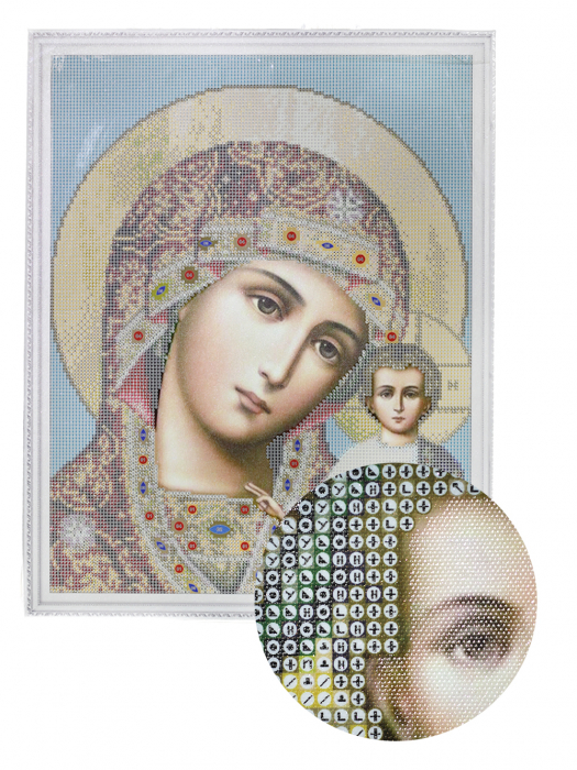 Goblen cu diamante, cu sasiu, Maica Sfanta, 40x50 cm [2]