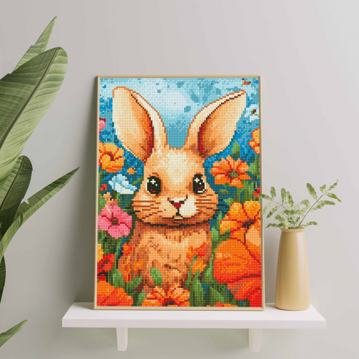 Set goblen cu diamante, cu sasiu, Iepuras, 30x40 cm [3]