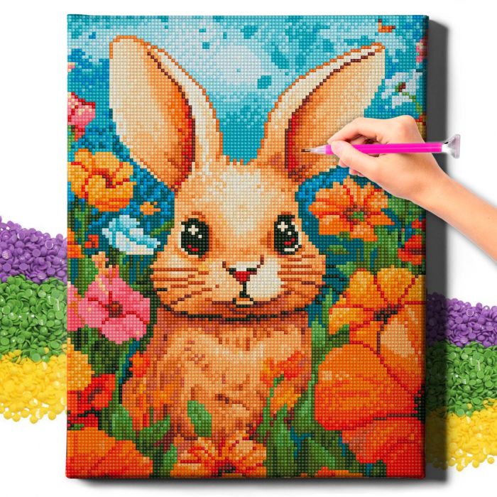 Set goblen cu diamante, cu sasiu, Iepuras, 30x40 cm [2]