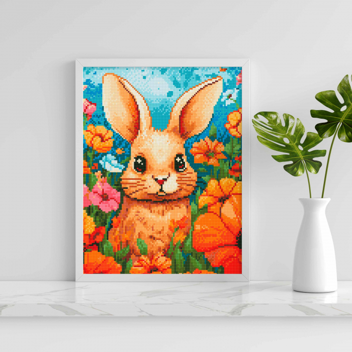 Set goblen cu diamante, cu sasiu, Iepuras, 30x40 cm [4]