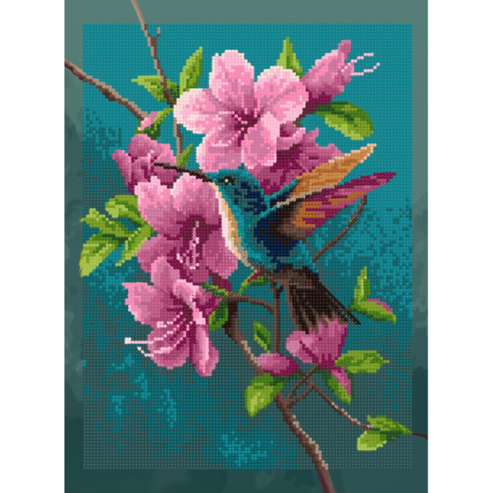 Set goblen cu diamante, cu sasiu, Colibri, 30x40 cm [2]