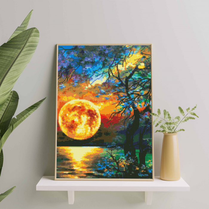 Set goblen cu diamante, cu sasiu, Luna plina, 40x50 cm [4]