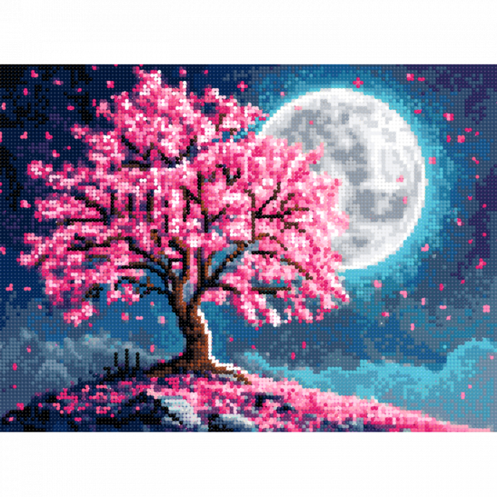 Set goblen cu diamante, cu sasiu, Luna plina, 30x40 cm [2]