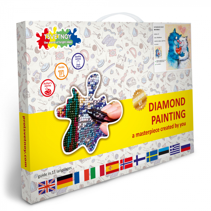 Set goblen cu diamante, cu sasiu, Pisici - Fericire Impartasita 40x50 cm [6]