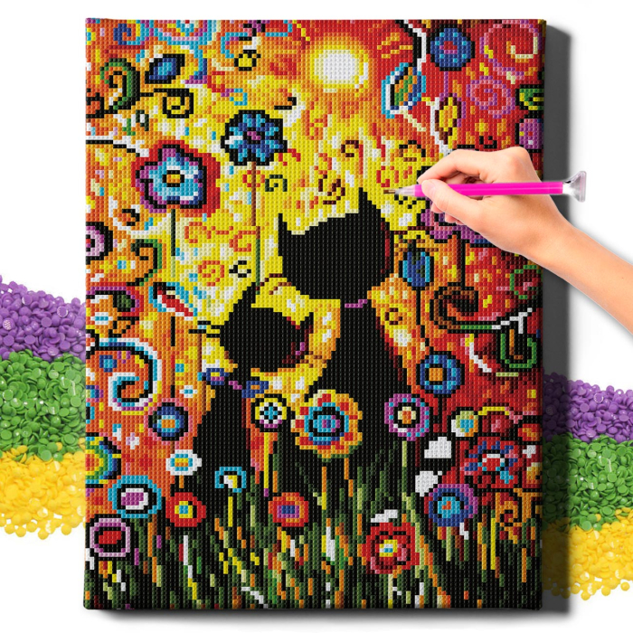 Set goblen cu diamante, cu sasiu, Pisici si flori, 30x40 cm [2]