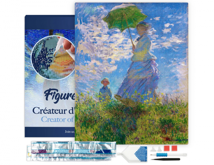 Set goblen cu diamante, cu sasiu, Plimbare - Monet, 40x50 cm [2]