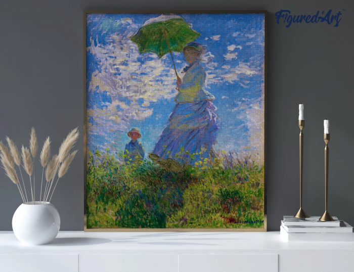 Set goblen cu diamante, cu sasiu, Plimbare - Monet, 40x50 cm [3]