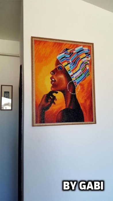 Set goblen cu diamante, cu sasiu, Portret african [3]