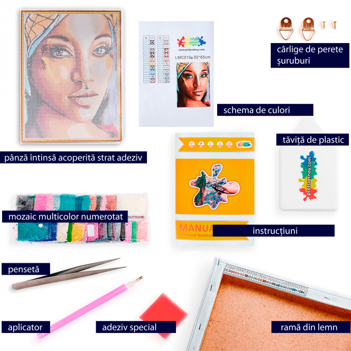 Set goblen cu diamante, cu sasiu, Portret oriental [2]