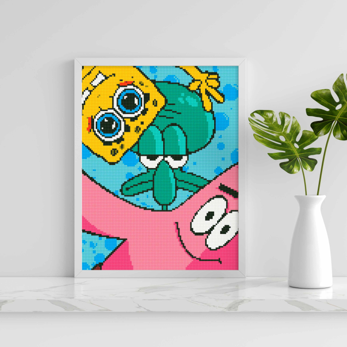 Set goblen cu diamante, cu sasiu, Sponge Bob, 30x40 cm [4]