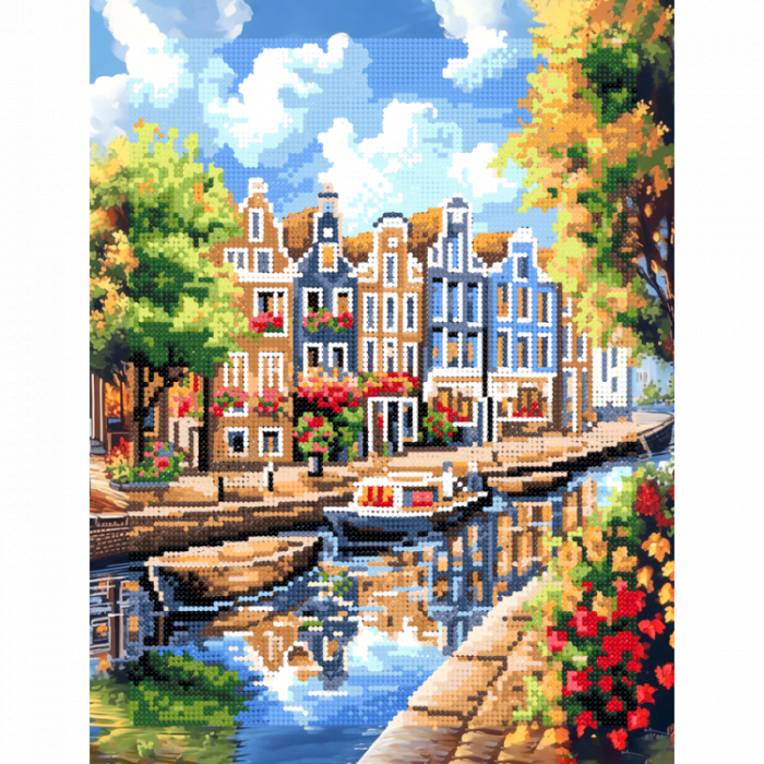Set goblen cu diamante, cu sasiu, Amsterdam infloritor, 40x50 cm [2]