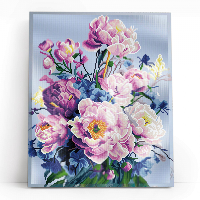 Set goblen cu diamante, cu sasiu, Reverie de bujori, 40x50 cm [2]