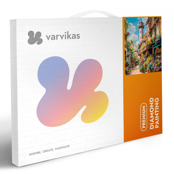 Set goblen cu diamante, cu sasiu, Strada infloritoare, 40x50 cm [5]