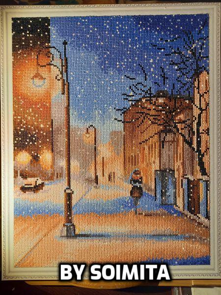 Set goblen cu diamante, cu sasiu, Seara de iarna [2]