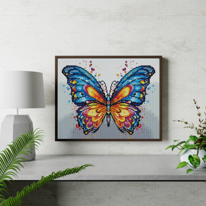 Set goblen cu diamante, cu sasiu, Fluture colorat, 30x40 cm [3]