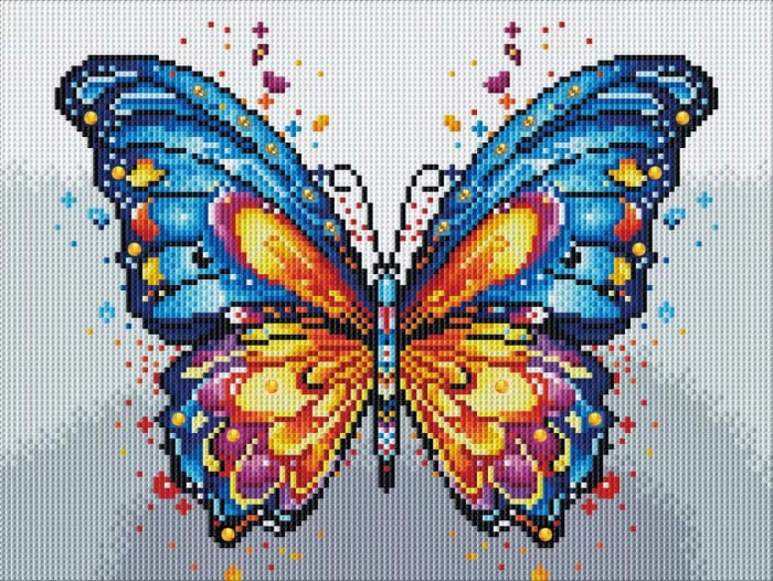 Set goblen cu diamante, cu sasiu, Fluture colorat, 30x40 cm [1]