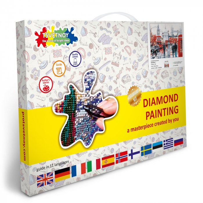Set goblen cu diamante, cu sasiu, Strada in Londra, 40x50 cm [2]