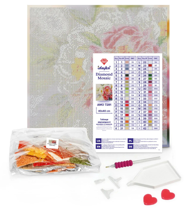 Set goblen cu diamante, cu sasiu, Trandafiri in Venetia, 40x40 cm [2]