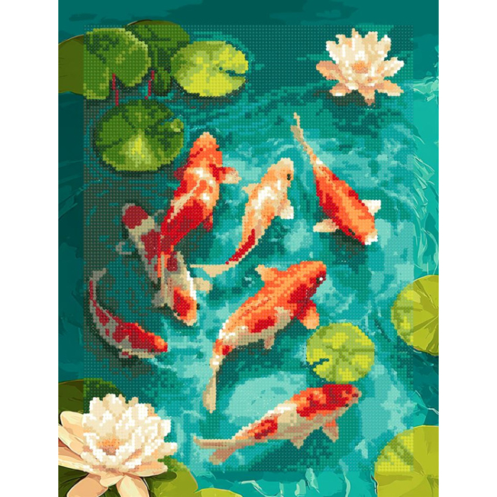 Set goblen cu diamante, cu sasiu,  Pesti Koi, 30x40 cm [2]