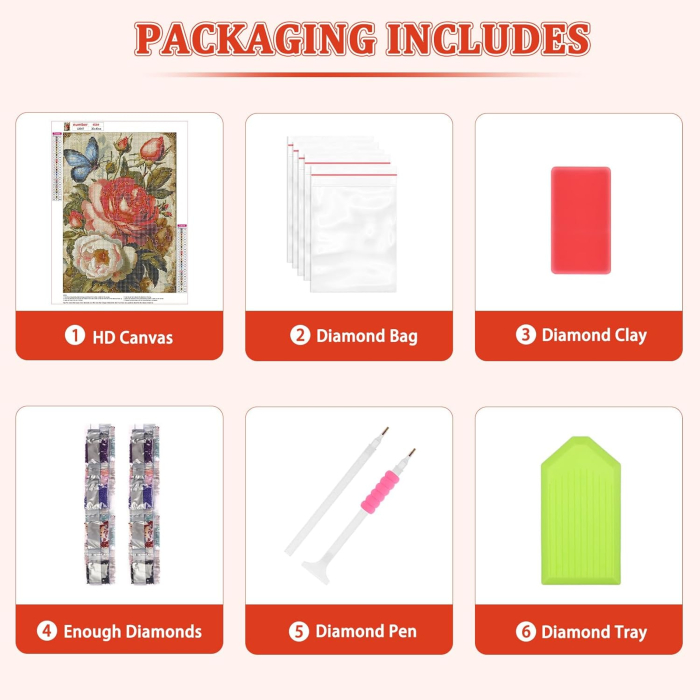 Set goblen cu diamante, fara sasiu, Trandafiri in stil baroc, 30x40 cm [2]