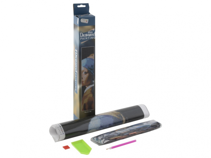 Set goblen cu diamante, fara sasiu, Fata cu cercel de perla - Vermeer, 40x50 cm [5]