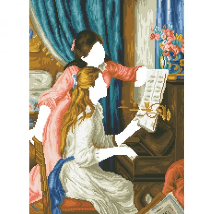 Goblen cu diamante, Fete la pian - Renoir, 66x48 cm [11]